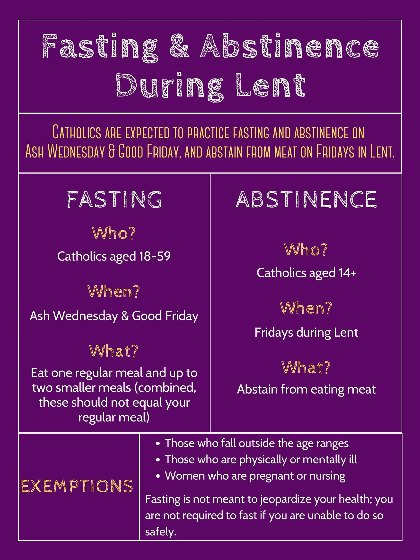 Archdiocese of Saint Boniface Lent Fast & Abstinence Guide
